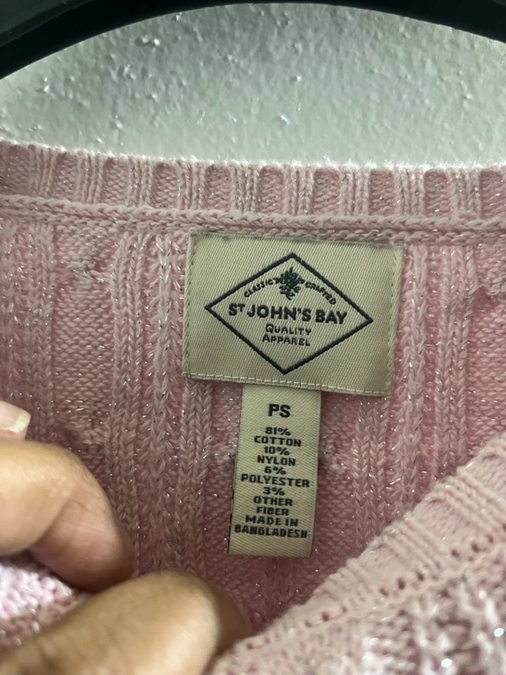 St.John’s bay Soft Cable Crewneck Sweater in Dusty Pink - Picture 5 of 5